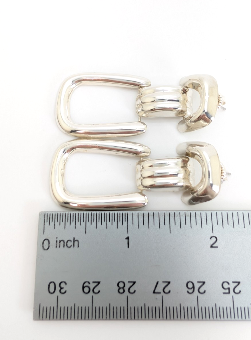 Sterling Silver 925 Chunky Doorknocker Stud Earrings R977- FOX1901 - Image 11