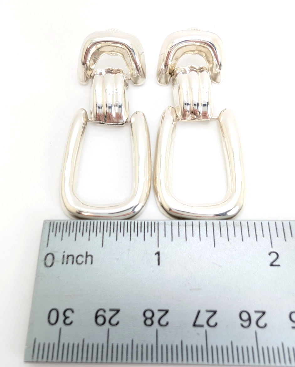 Sterling Silver 925 Chunky Doorknocker Stud Earrings R977- FOX1901 - Image 12