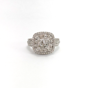 14K White Gold 1ctw Diamond Cluster Engagement Ring P484-Fox1261