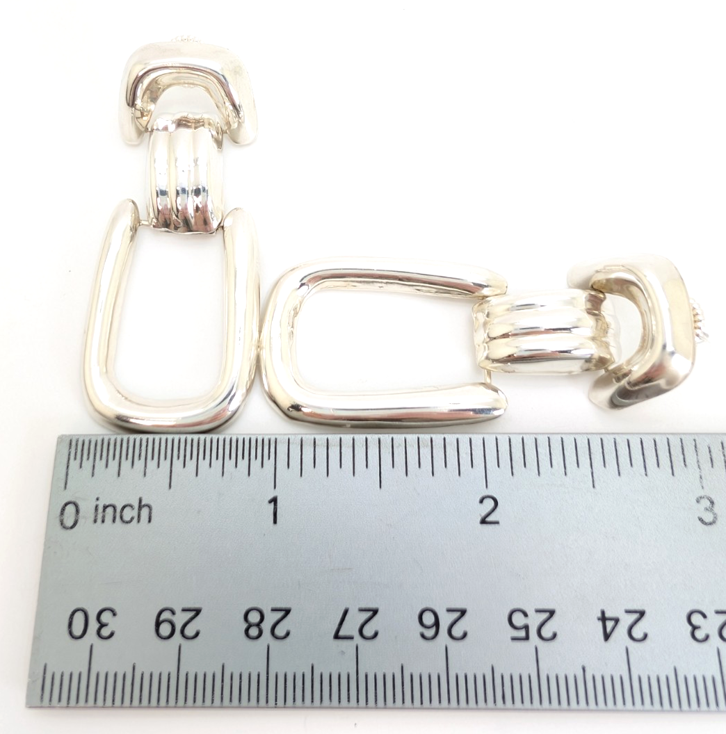 Sterling Silver 925 Chunky Doorknocker Stud Earrings R977- FOX1901 - Image 13