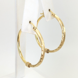 14K Yellow Gold 1.25" Diamond Cut Rope Wrapped Hoop Earrings P433-Fox1196