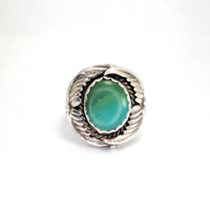 Sterling Silver 925 Southwestern Green Turquoise Ring R54-Fox596