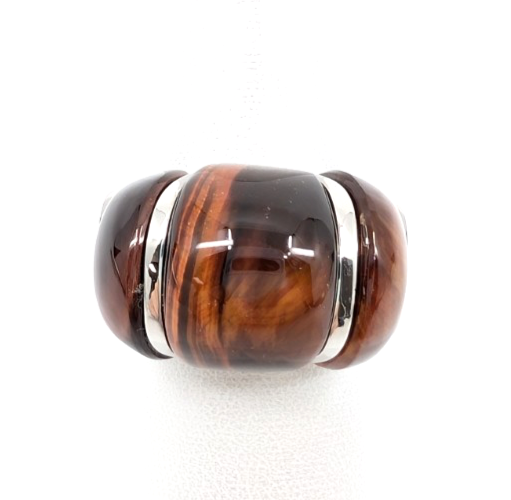 Sterling Silver 925 Gemstone Tiger's Eye Size 8 Ring- R1183-CRN211