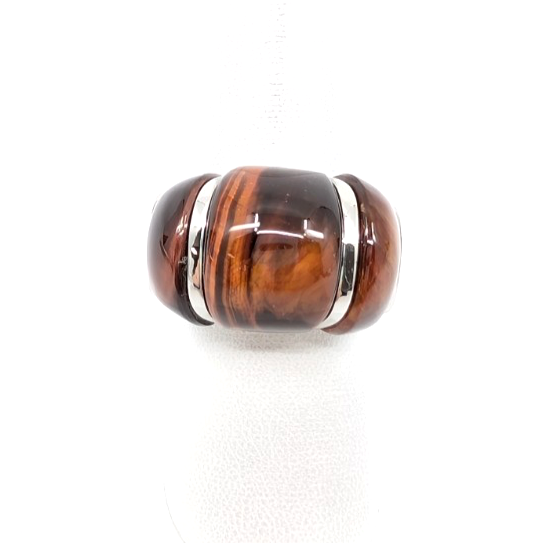 Sterling Silver 925 Gemstone Tiger's Eye Size 8 Ring- R1183-CRN211 - Image 2