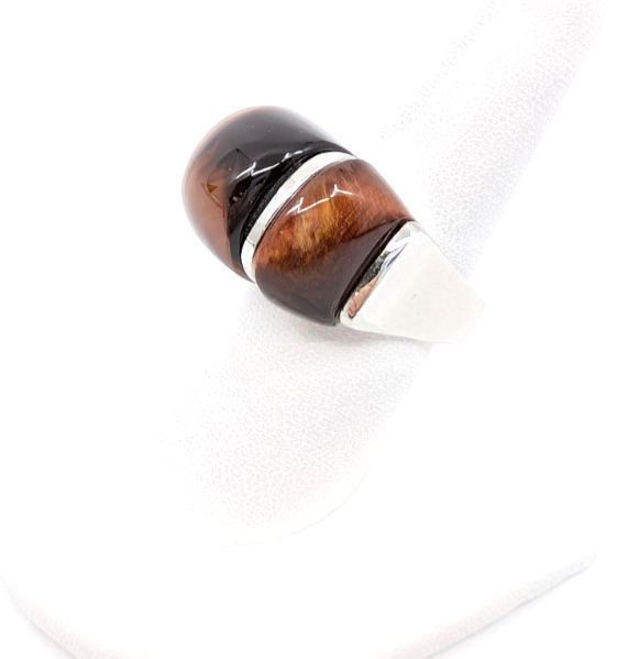 Sterling Silver 925 Gemstone Tiger's Eye Size 8 Ring- R1183-CRN211 - Image 5
