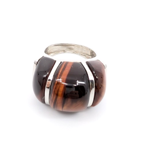 Sterling Silver 925 Gemstone Tiger's Eye Size 8 Ring- R1183-CRN211 - Image 6