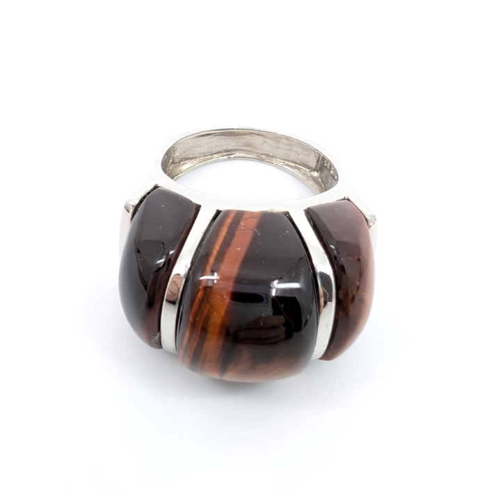 Sterling Silver 925 Gemstone Tiger's Eye Size 8 Ring- R1183-CRN211 - Image 7