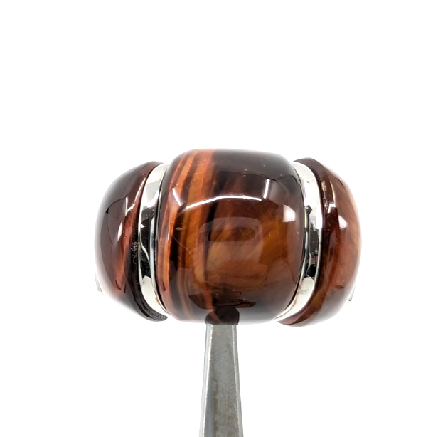 Sterling Silver 925 Gemstone Tiger's Eye Size 8 Ring- R1183-CRN211 - Image 10