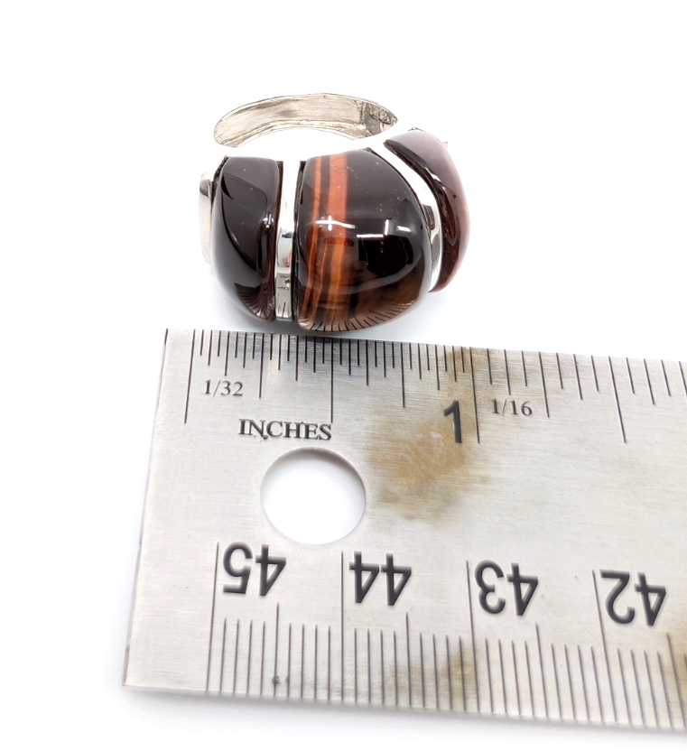 Sterling Silver 925 Gemstone Tiger's Eye Size 8 Ring- R1183-CRN211 - Image 11