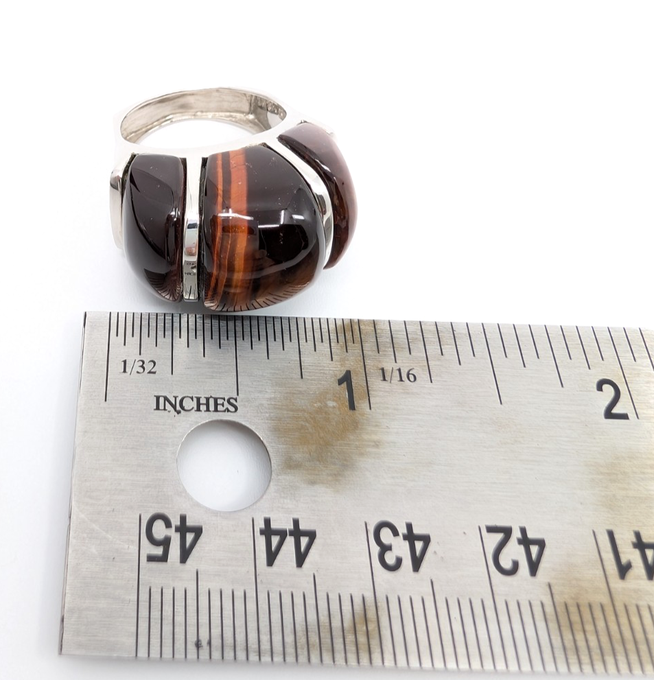 Sterling Silver 925 Gemstone Tiger's Eye Size 8 Ring- R1183-CRN211 - Image 13