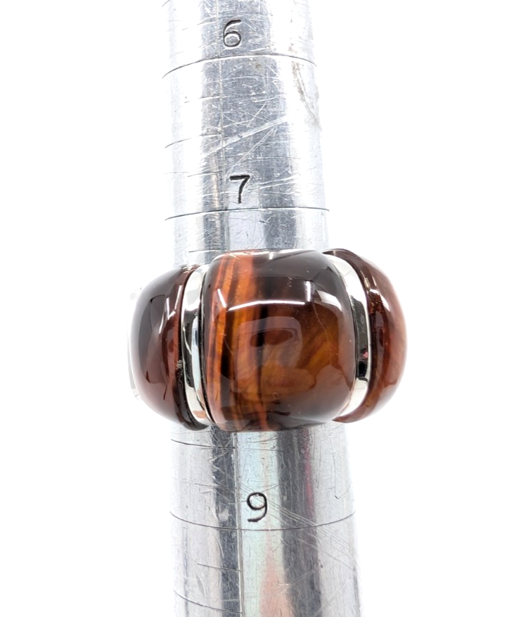 Sterling Silver 925 Gemstone Tiger's Eye Size 8 Ring- R1183-CRN211 - Image 14