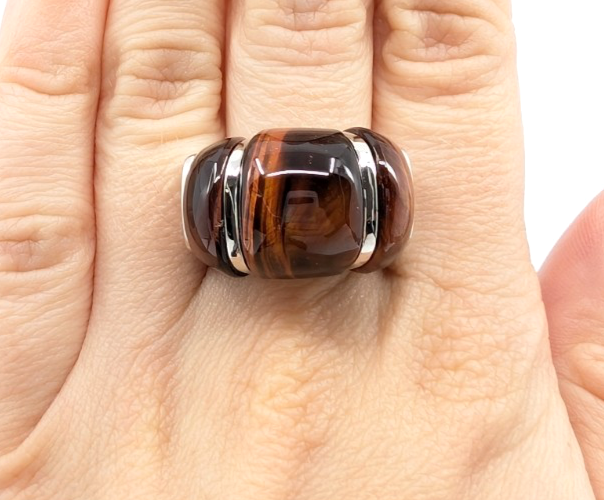 Sterling Silver 925 Gemstone Tiger's Eye Size 8 Ring- R1183-CRN211 - Image 15