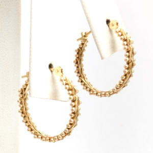 14K Yellow Gold Riccio Style Hoop Earrings FOX1539
