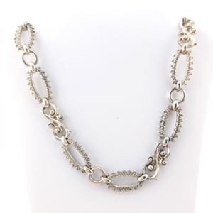 B. Bixby Sterling Silver 925 Ornate Scroll Gold Flower Accent Necklace Oak803