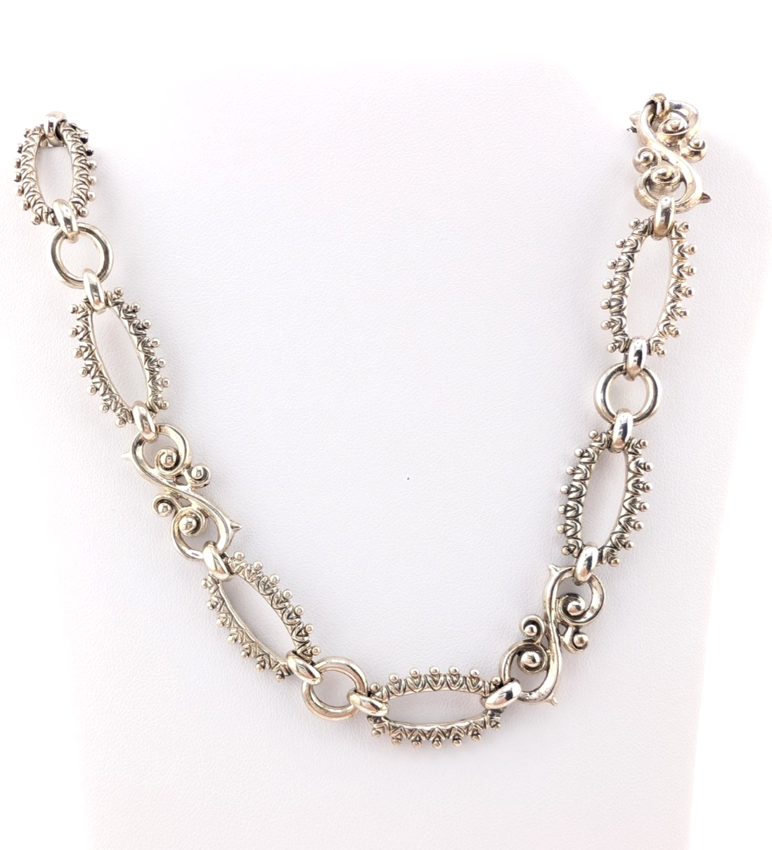 B. Bixby Sterling Silver 925 Ornate Scroll Gold Flower Accent Necklace Oak803 - Image 2