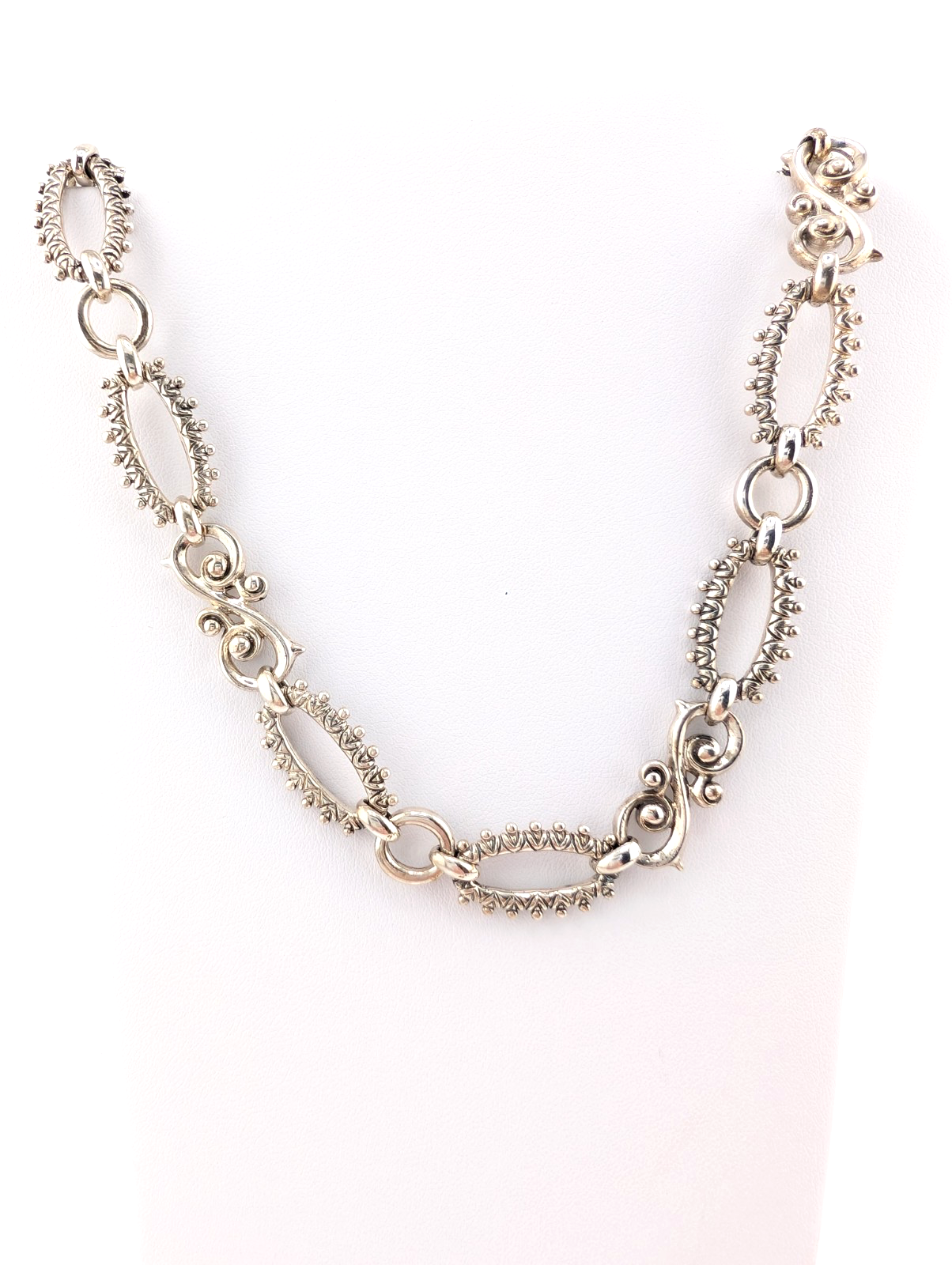 B. Bixby Sterling Silver 925 Ornate Scroll Gold Flower Accent Necklace Oak803 - Image 3