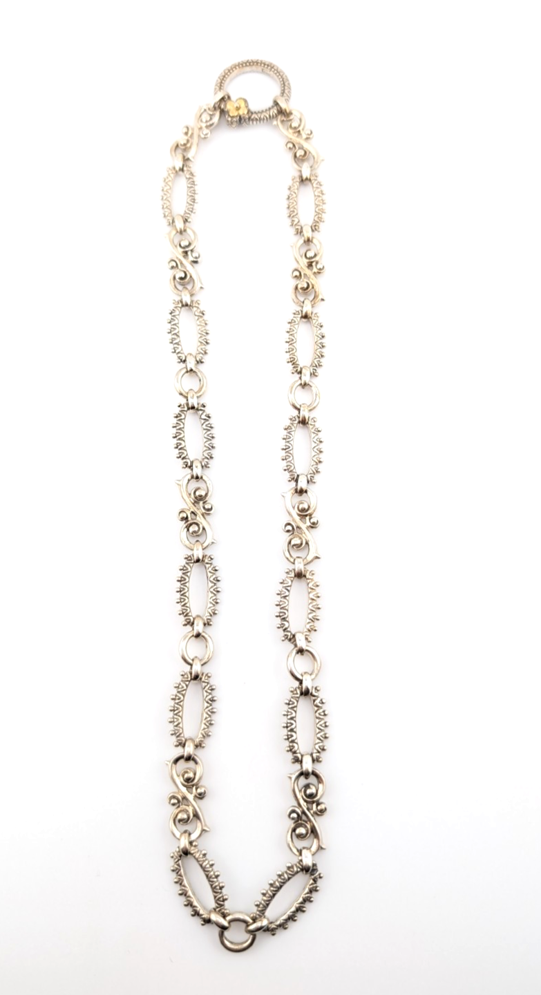 B. Bixby Sterling Silver 925 Ornate Scroll Gold Flower Accent Necklace Oak803 - Image 10