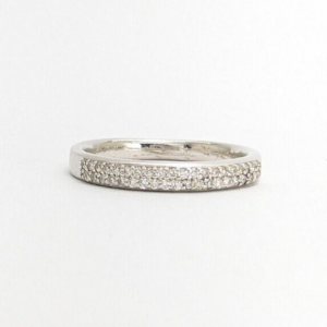 14K White Gold 1/5ctw Diamond 2 Row Stackable Wedding Band Ring N663