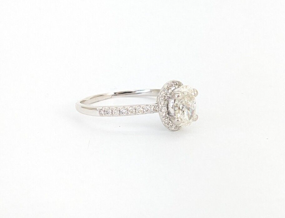 18K White Gold 1 ctw Diamond Oval Halo Engagement Ring N304 - Image 6