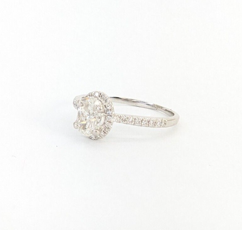18K White Gold 1 ctw Diamond Oval Halo Engagement Ring N304 - Image 7
