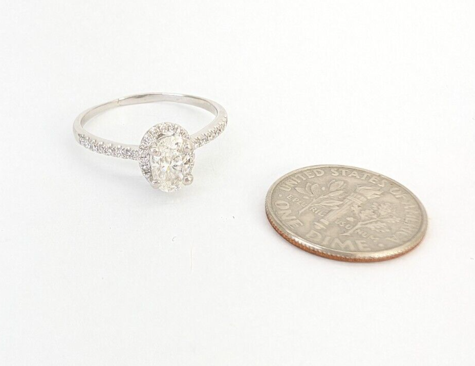18K White Gold 1 ctw Diamond Oval Halo Engagement Ring N304 - Image 10