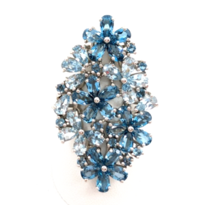 Sterling Silver 925 9 Ring Blue Flower Cluster R989- FOX1926
