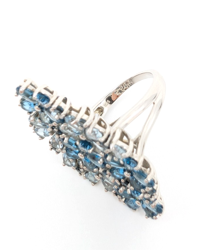 Sterling Silver 925 9 Ring Blue Flower Cluster R989- FOX1926 - Image 8
