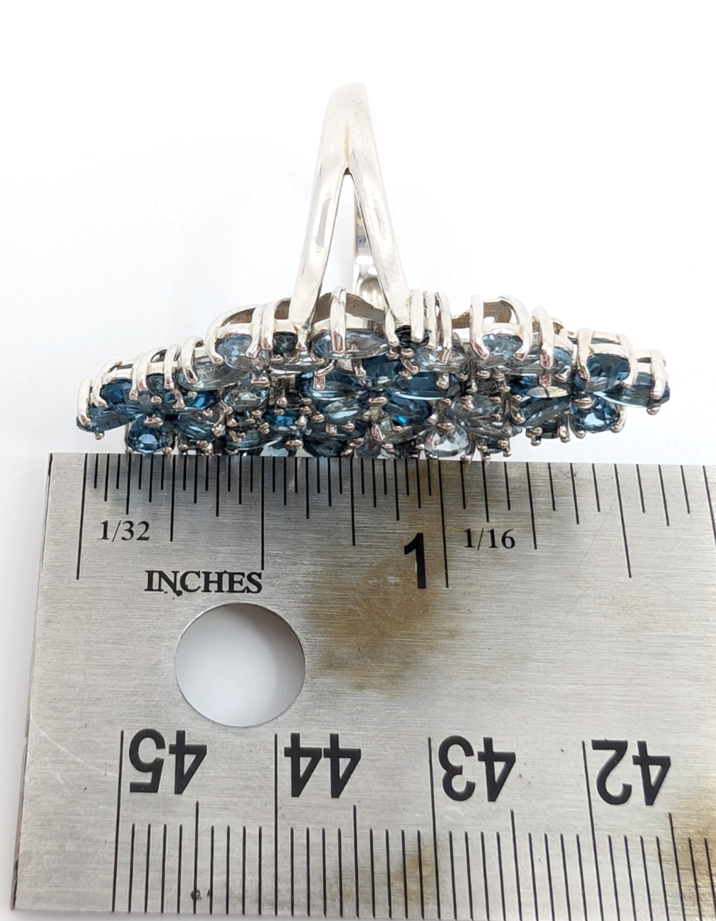 Sterling Silver 925 9 Ring Blue Flower Cluster R989- FOX1926 - Image 12