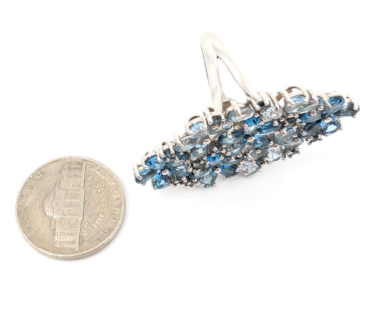 Sterling Silver 925 9 Ring Blue Flower Cluster R989- FOX1926 - Image 13