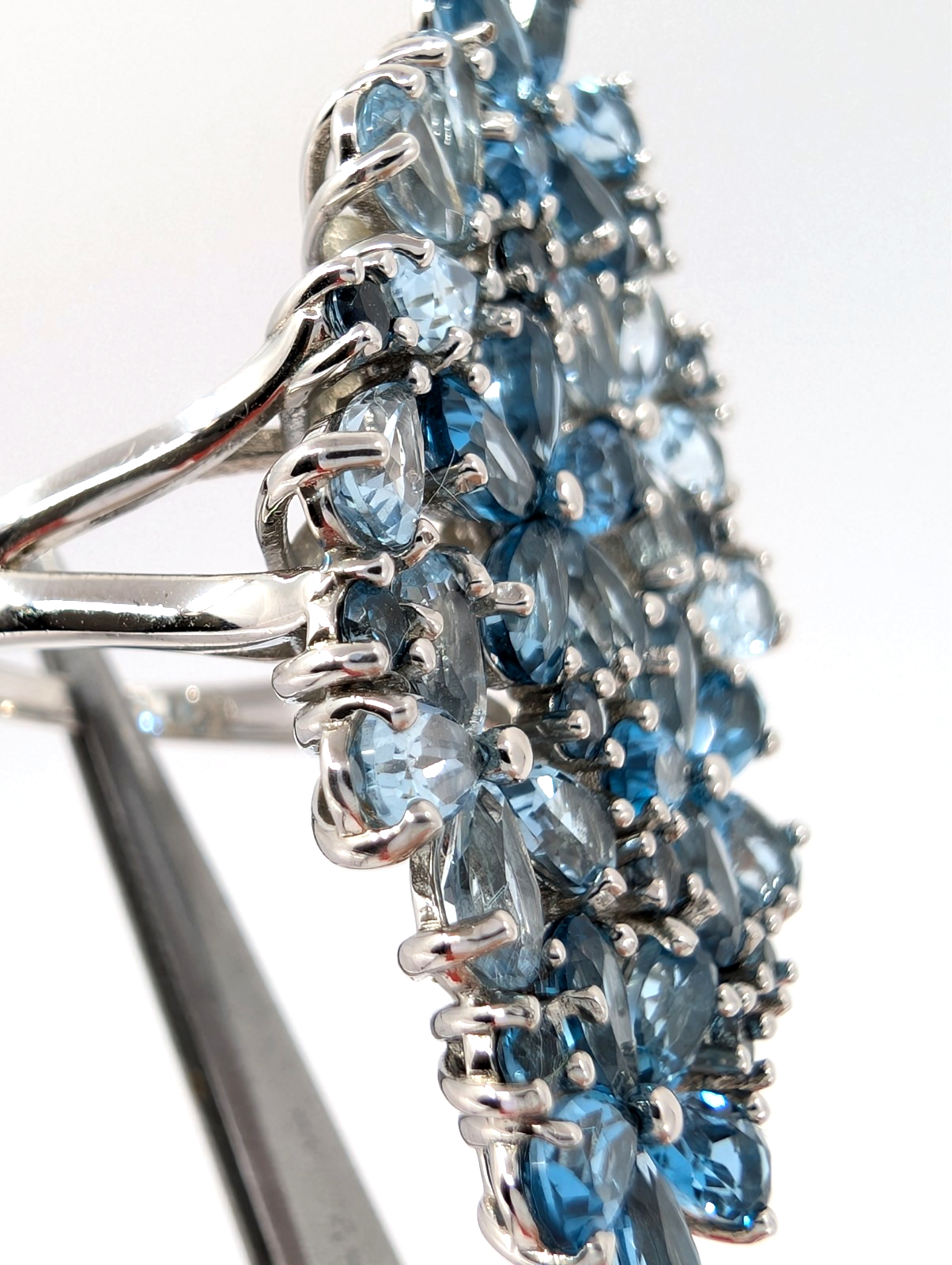 Sterling Silver 925 9 Ring Blue Flower Cluster R989- FOX1926 - Image 15