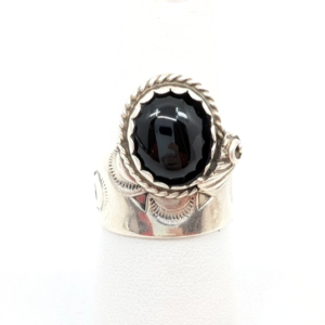 Sterling Silver 925 6.75 Ring Onyx Cabochon 13641