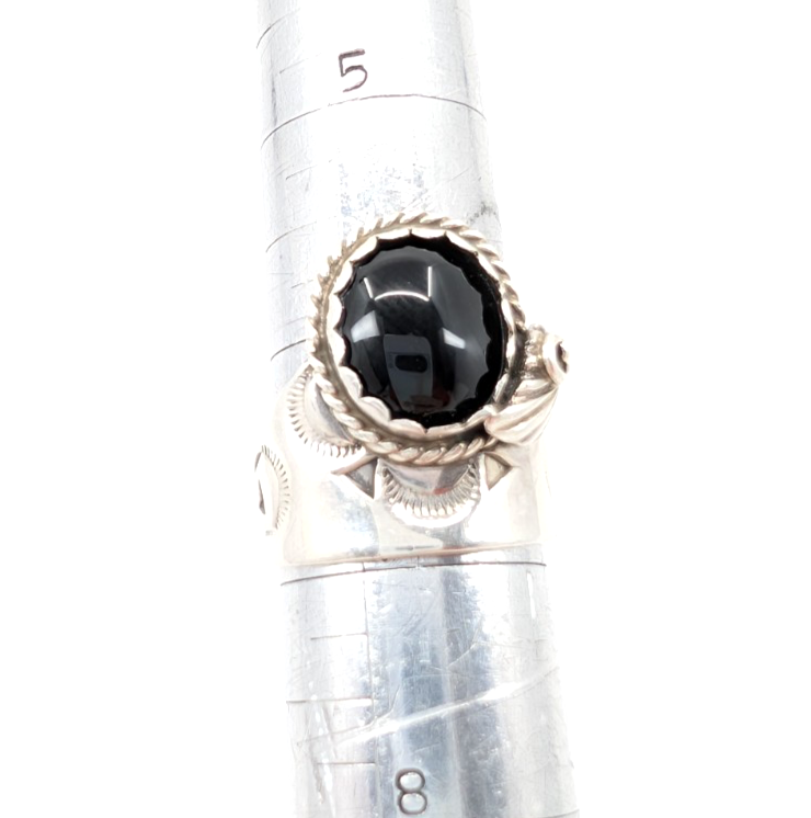 Sterling Silver 925 6.75 Ring Onyx Cabochon 13641 - Image 6