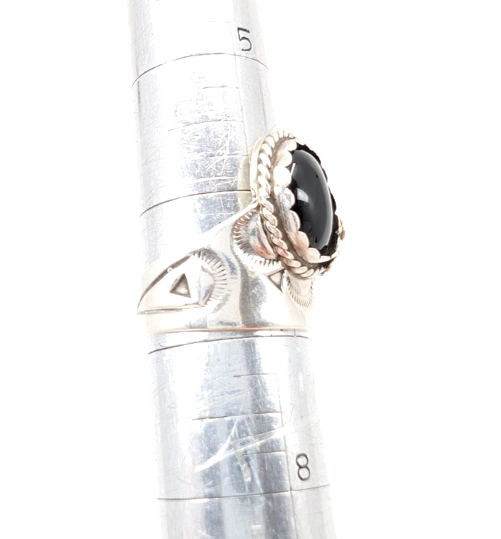 Sterling Silver 925 6.75 Ring Onyx Cabochon 13641 - Image 8