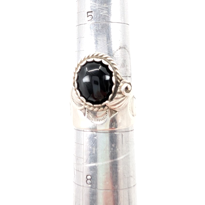Sterling Silver 925 6.75 Ring Onyx Cabochon 13641 - Image 9