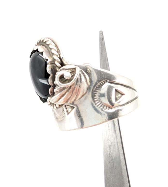 Sterling Silver 925 6.75 Ring Onyx Cabochon 13641 - Image 10
