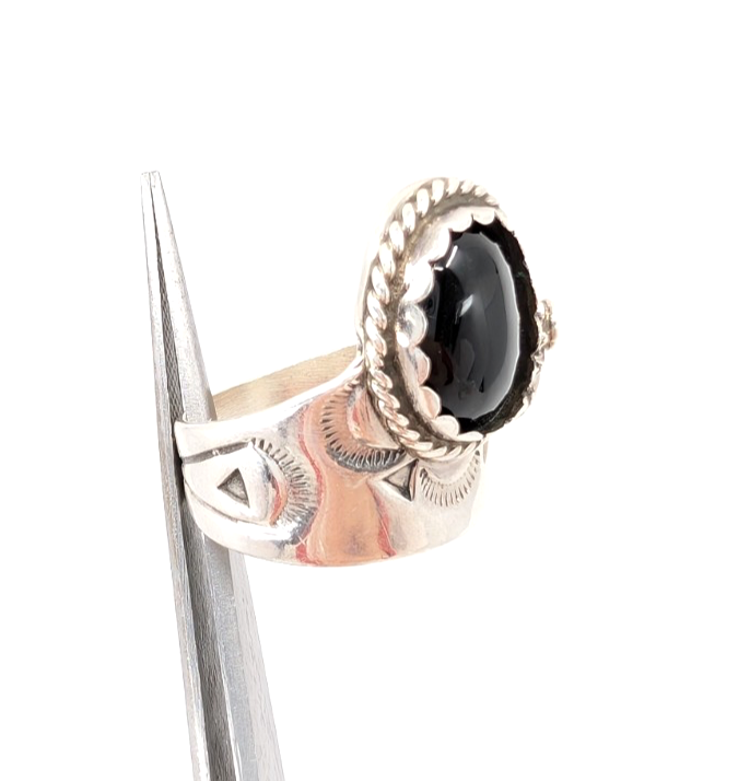 Sterling Silver 925 6.75 Ring Onyx Cabochon 13641 - Image 12
