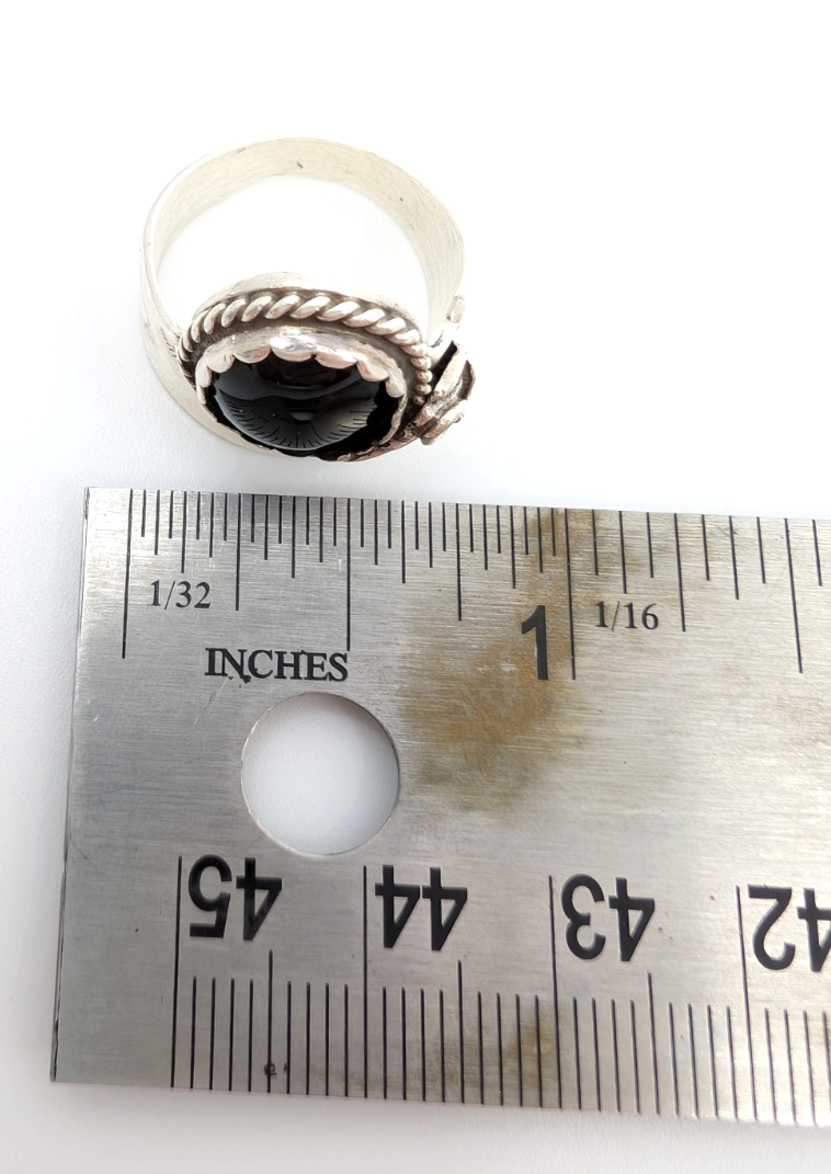 Sterling Silver 925 6.75 Ring Onyx Cabochon 13641 - Image 13
