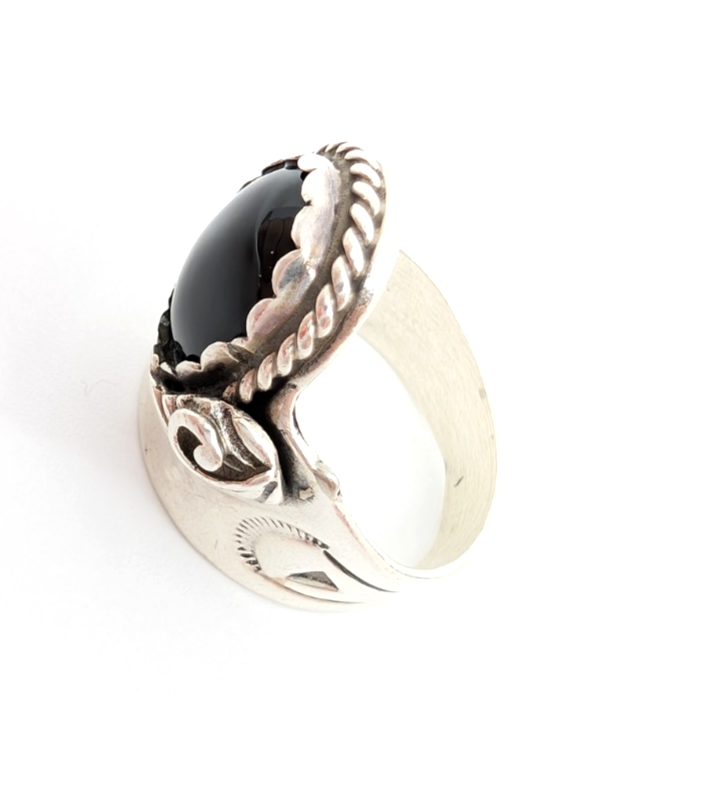 Sterling Silver 925 6.75 Ring Onyx Cabochon 13641 - Image 14