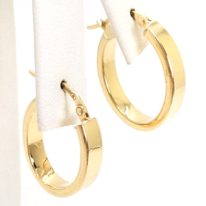14K Yellow Gold Oval Squared Hoop Earrings P689-FOX1541