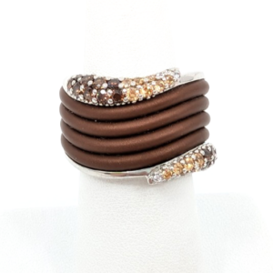 Sterling Silver 925 7 Ring Brown Wave 13644