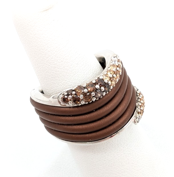 Sterling Silver 925 7 Ring Brown Wave 13644 - Image 4