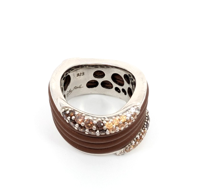 Sterling Silver 925 7 Ring Brown Wave 13644 - Image 7