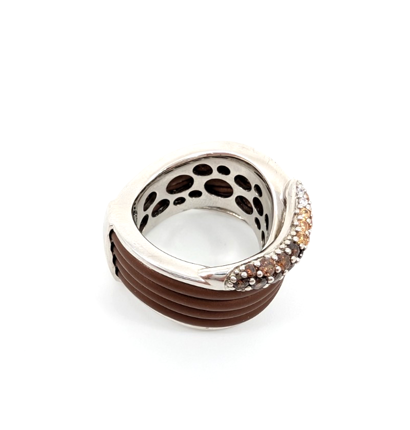 Sterling Silver 925 7 Ring Brown Wave 13644 - Image 8