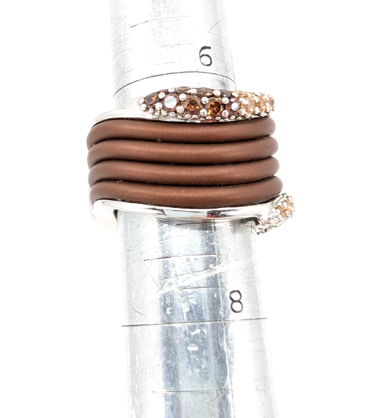 Sterling Silver 925 7 Ring Brown Wave 13644 - Image 10