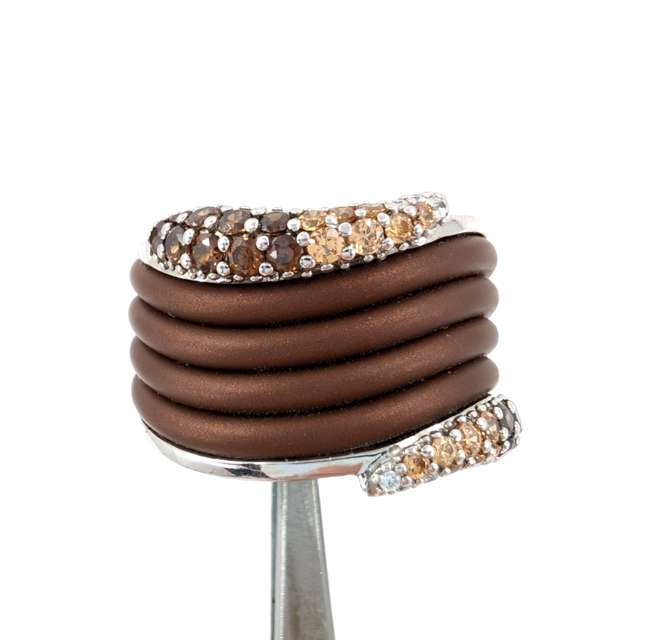 Sterling Silver 925 7 Ring Brown Wave 13644 - Image 13
