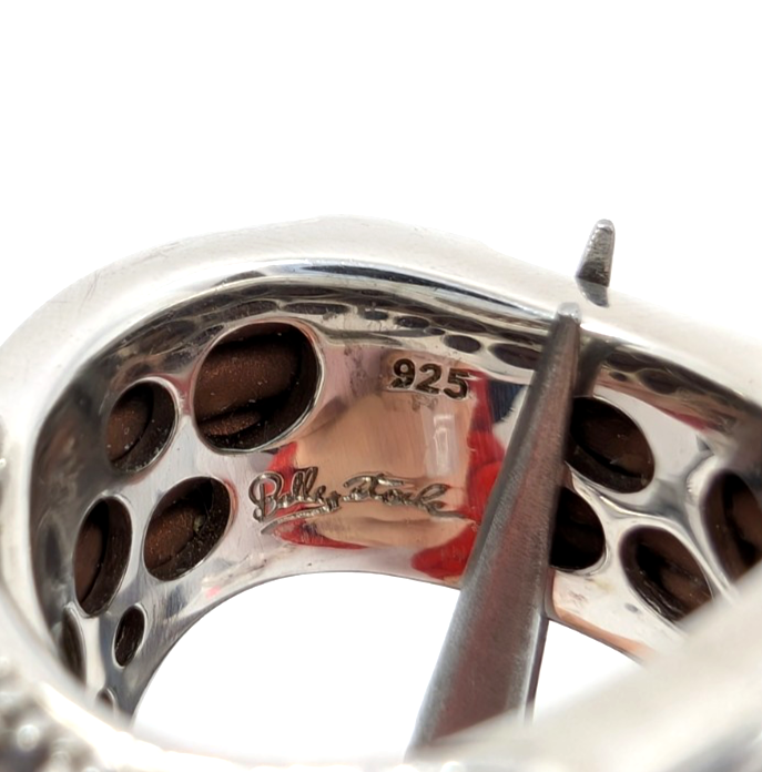 Sterling Silver 925 7 Ring Brown Wave 13644 - Image 14