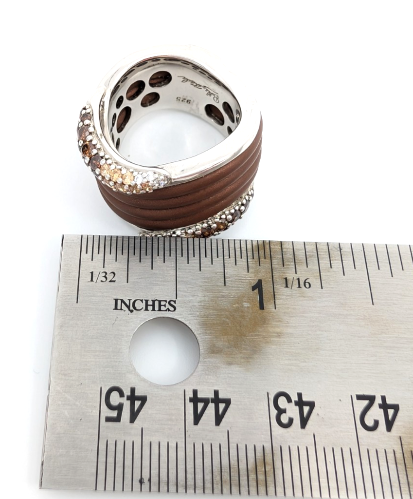 Sterling Silver 925 7 Ring Brown Wave 13644 - Image 16