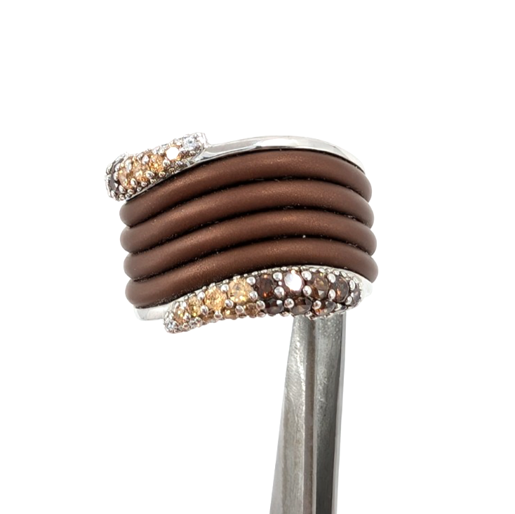 Sterling Silver 925 7 Ring Brown Wave 13644 - Image 17