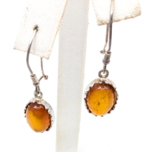 Sterling Silver 925 Earrings Amber Dangle13559