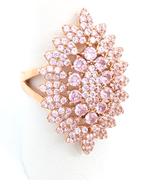 Sterling Silver 925 11.75 Ring RGP Pink Cluster 13567 - Image 3